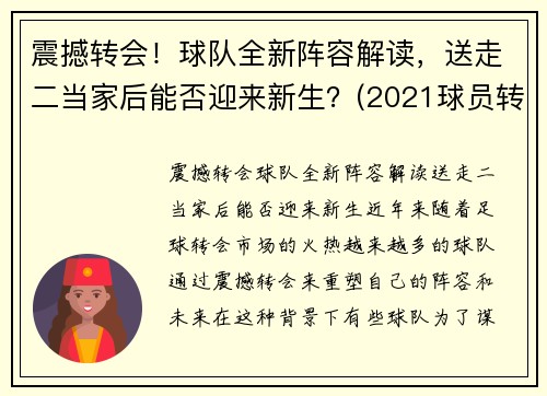 震撼转会！球队全新阵容解读，送走二当家后能否迎来新生？(2021球员转会)