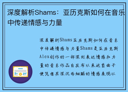 深度解析Shams：亚历克斯如何在音乐中传递情感与力量