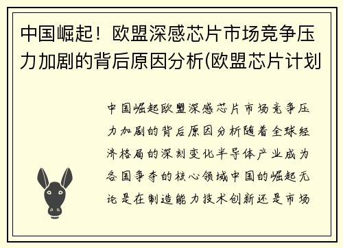 中国崛起！欧盟深感芯片市场竞争压力加剧的背后原因分析(欧盟芯片计划)